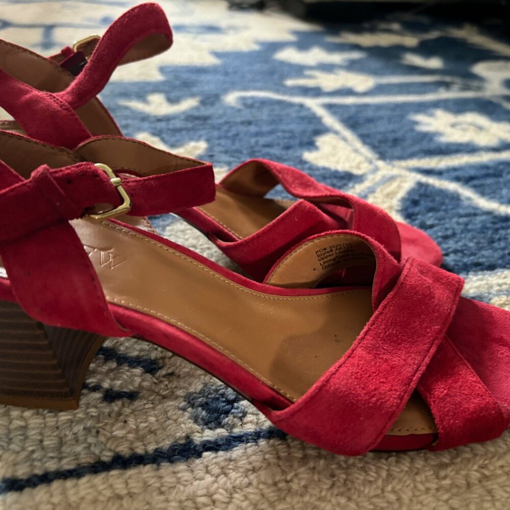 J.Crew, Red, Sandal with 2 Inch Block Heel, Size 7